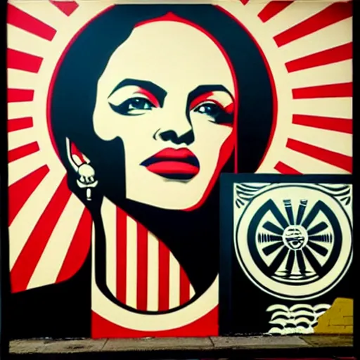 Prompt: graffiti by shepard fairey