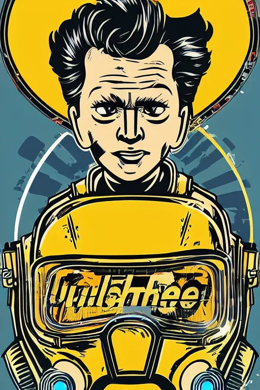 Image similar to fallout 7 6 retro futurist illustration art by butcher billy, sticker, colorful, illustration, highly detailed, simple, smooth and clean vector curves, no jagged lines, vector art, smooth andy warhol style