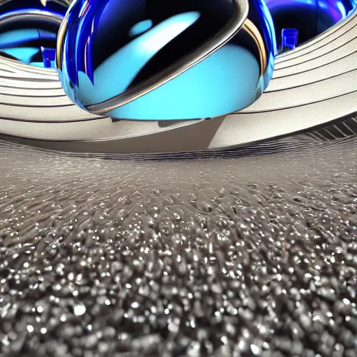 Image similar to hyperfuturism abstract 3 d object, liquid metal, chrome, fur, octane render, high detail