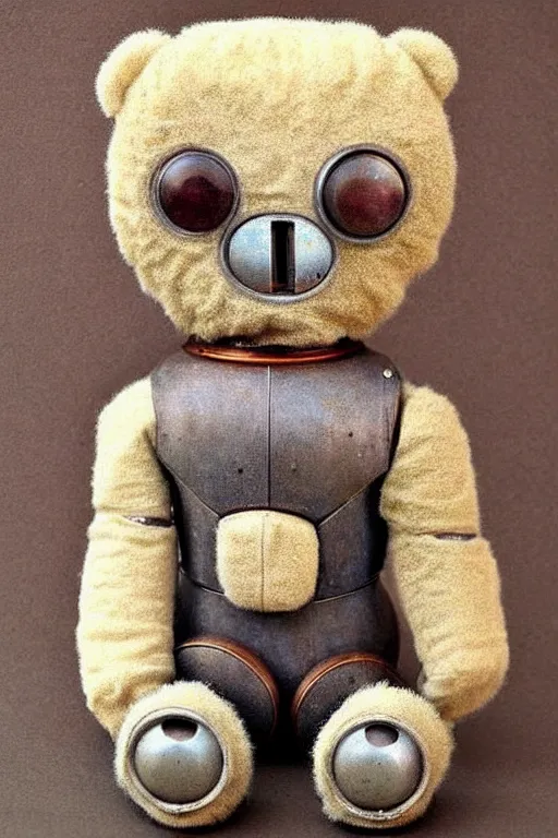 Prompt: ( ( ( ( ( 1 9 5 0 s retro science fiction cute robot teddy bear. muted colors. ) ) ) ) ) by jean - baptiste monge!!!!!!!!!!!!!!!!!!!!!!!!!!!!!!