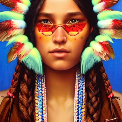 Prompt: London city portrait, native American girl, Pixar style, by Tristan Eaton Stanley Artgerm and Tom Bagshaw.