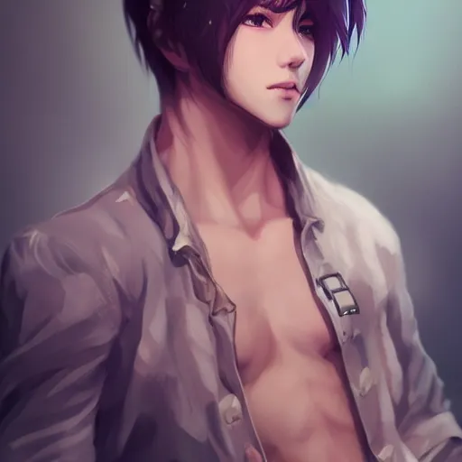 Image similar to detailed beautiful male character art of a protagonist, jimin on amino by sakimichan patreon, wlop, weibo high quality art on artstation