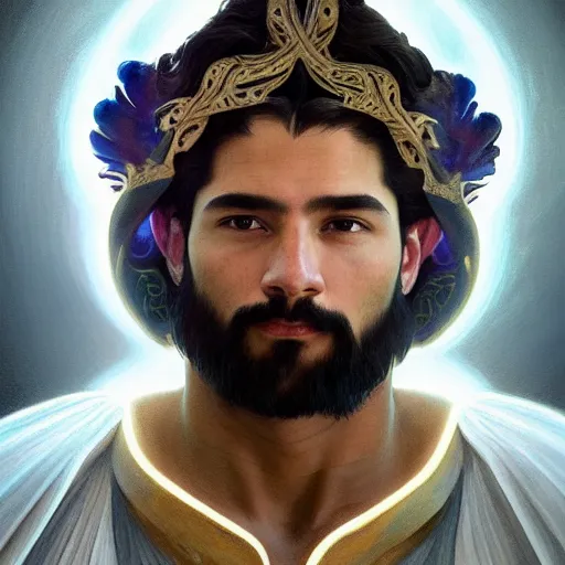 Image similar to perfectly-centered-Portrait of a latino cleric druid god, The Perfect Human male Specimen, intricate, elegant, athletic, super highly detailed, professional digital painting, artstation, concept art, smooth, sharp focus, no blur, no dof, extreme illustration, Unreal Engine 5, 8K, art by artgerm and greg rutkowski and alphonse mucha loish and WLOP