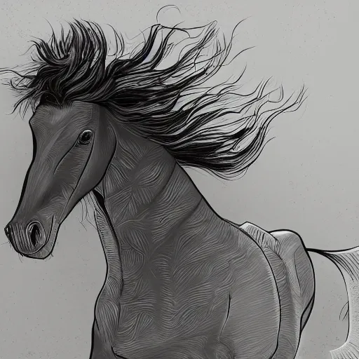Image similar to a mutant horse,digital sketch