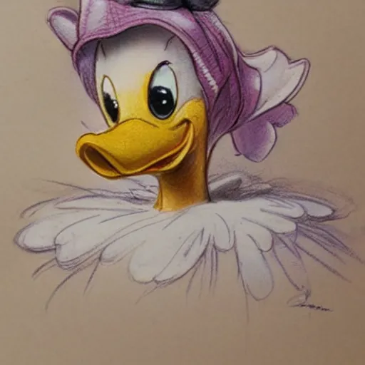 Image similar to daisy duck, by disney and jean - baptiste monge