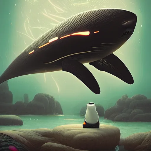 Image similar to cyborg orca by mike winkelmann trending on arstation