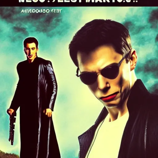 Image similar to ilon musk as neo from matrix movie, sci - fi poster