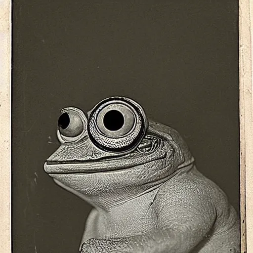 Prompt: pepe the frog, 1 9 th century photography