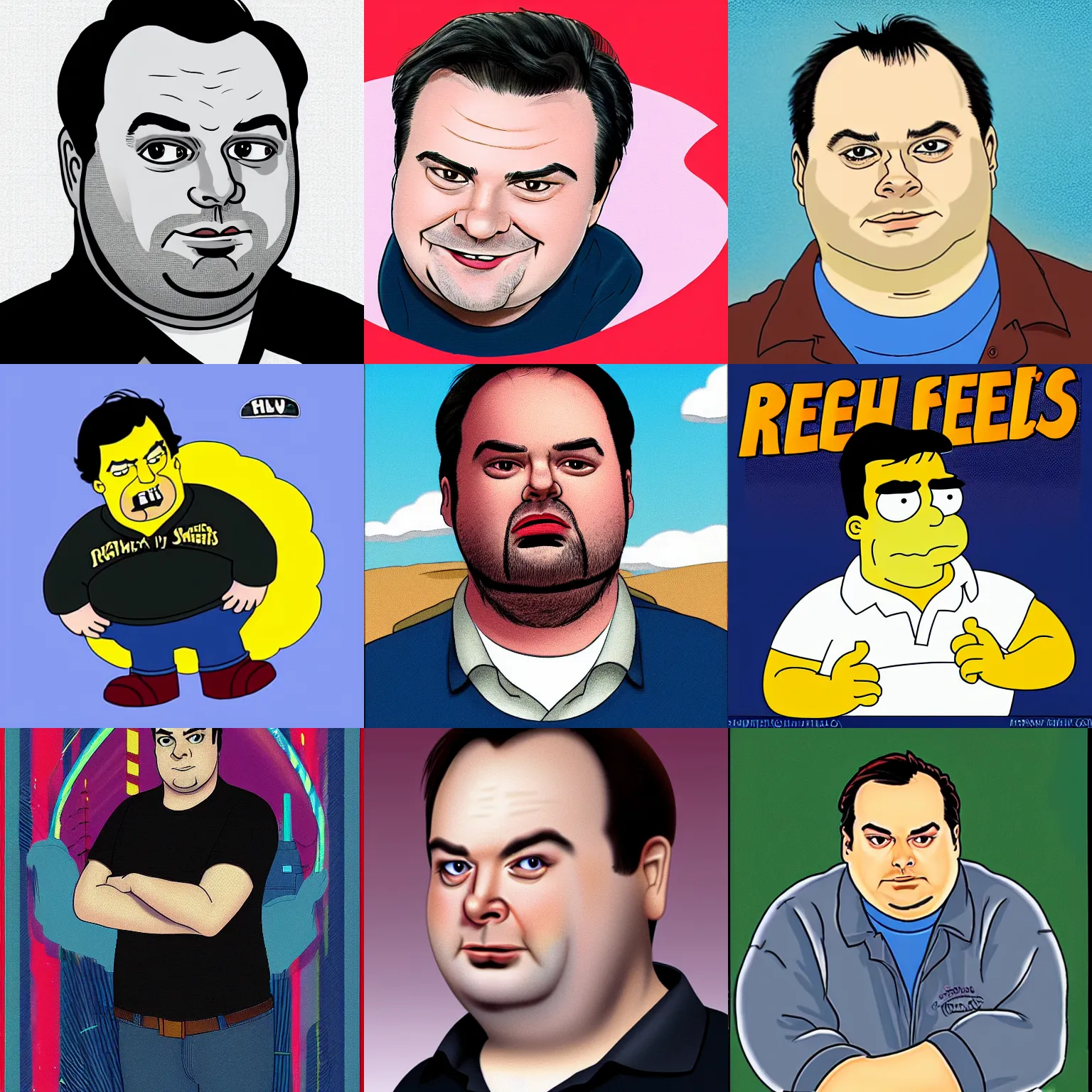 Prompt: rich evans from redlettermedia, in the style of the simpsons