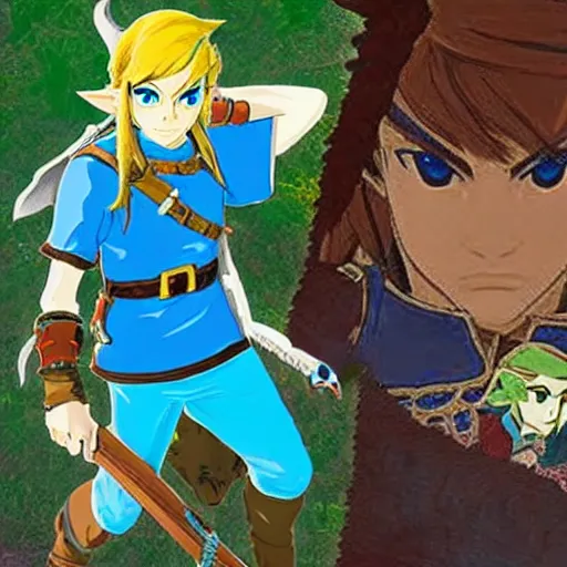 Prompt: link from the legend of zelda breath of the wild in jojo's bizarre adventure