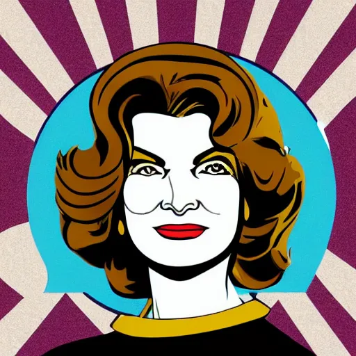 Image similar to individual jacqueline kennedy portrait fallout 7 6 retro futurist illustration art by butcher billy, sticker, colorful, illustration, highly detailed, simple, smooth and clean vector curves, no jagged lines, vector art, smooth andy warhol style