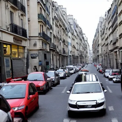 Image similar to une rue de paris vide avec des voitures garees