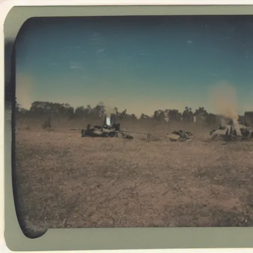 Prompt: polaroid photo of a battlefield