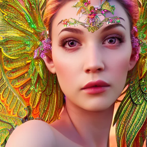 Prompt: side portrait of fairy princess, beautiful, attractive, glowing, ornate and intricate, jaw dropping, dynamic lighting, colorful, fairy tale, intricate and detailed, 4 k octane render, intricate wings