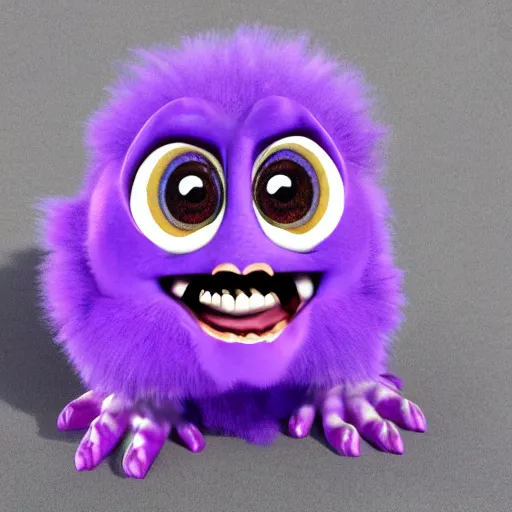 Prompt: fluffy vibrant slightly scary monster with 5 heads, pixar art style