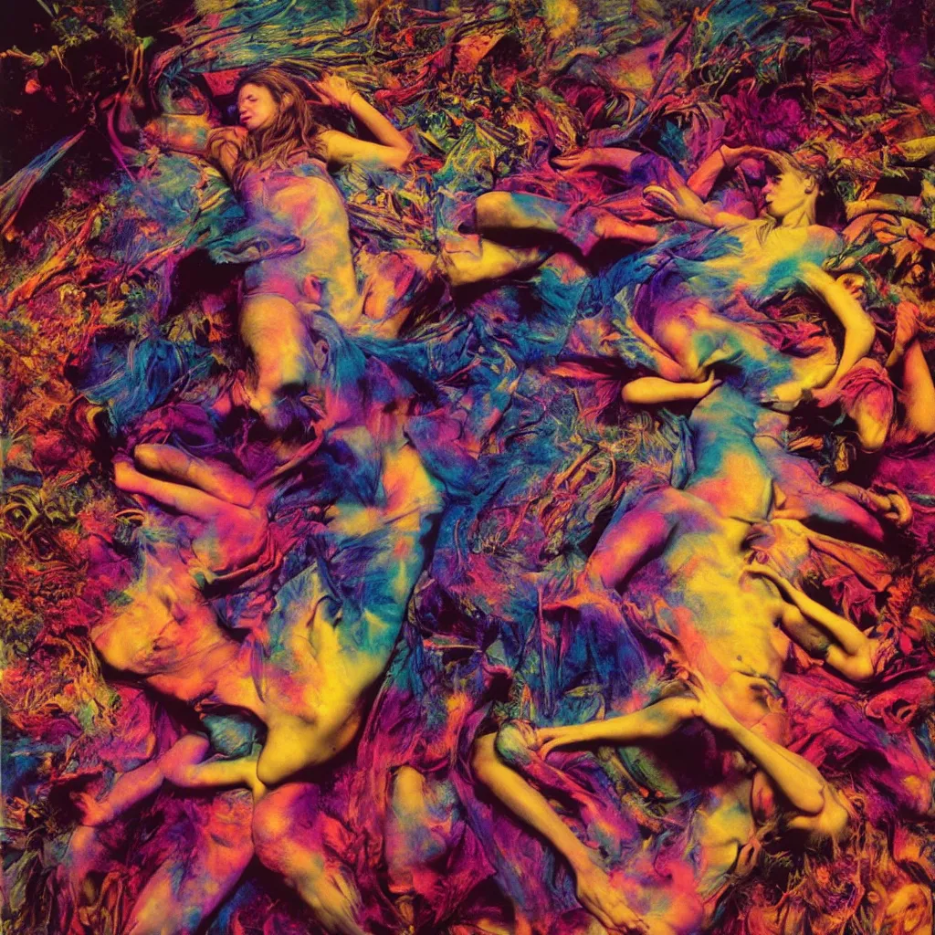 Image similar to award winning psychedelic photo of a lsd trip, vivid colors, frantic, studio lighting, wide shot art by sally mann & arnold newman