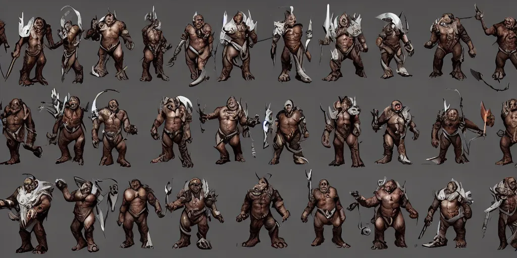 Image similar to a bunch of orcs character designs for a video game, concept art by senior character artist, artstation contest winner, full body