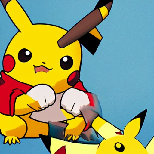 Image similar to Pikachu is fighting with a bear