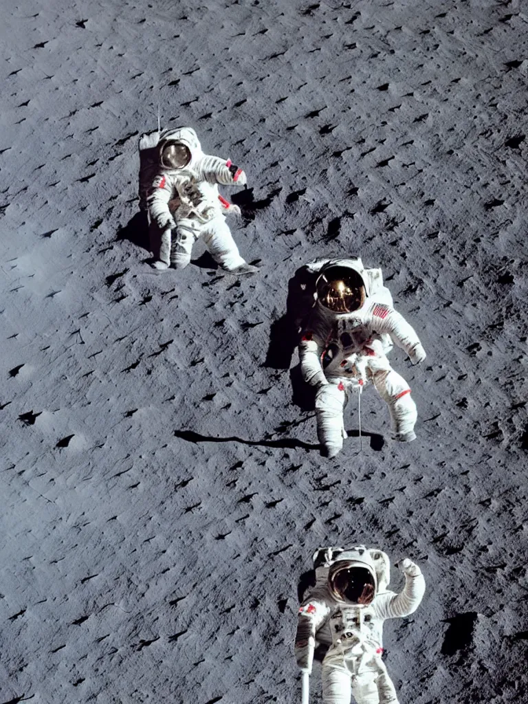 Prompt: new apollo mission footage shows the first person dabbing on the moon, moon landing, astronaut dabs, full hd, captured on canon eos r 6