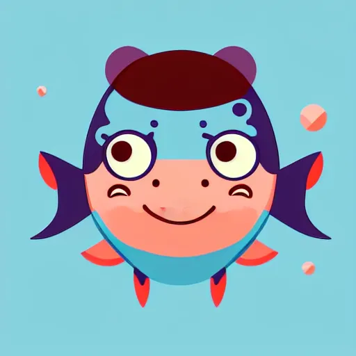 Prompt: 2 d character design, cute fish, vector art, digital art, portrait, 4 k, 8 k, sharp focus, smooth, illustration, concept art, music artist