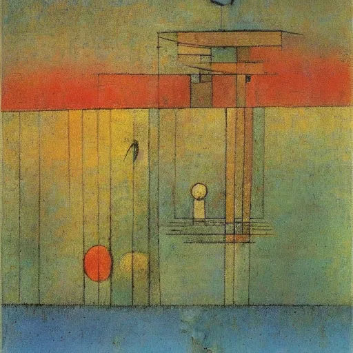 Image similar to Temple of the birds. Mikalojus Ciurlionis. Paul Klee.