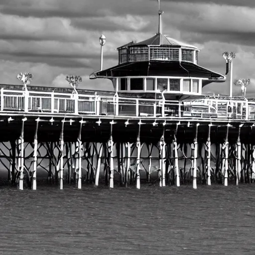 Prompt: close up of paignton pier, cinematographic shot,