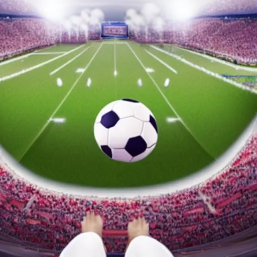 Prompt: american football game with a soccer ball