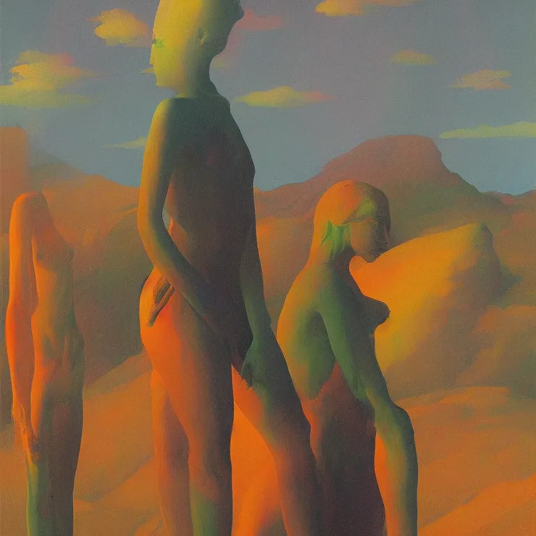 Image similar to rainbow people, Edward Hopper and James Gilleard, Zdzislaw Beksinski, highly detailed