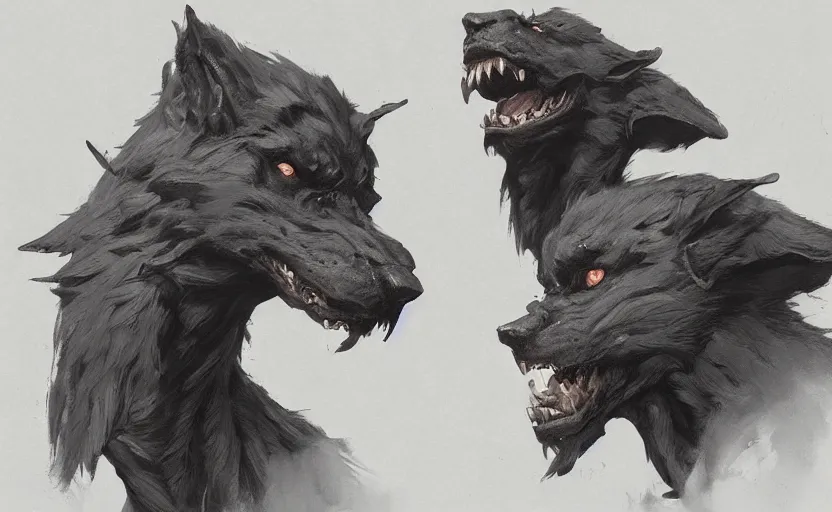 Image similar to A painting of Cerberus trending on artstation in the style of Greg Rutkowski