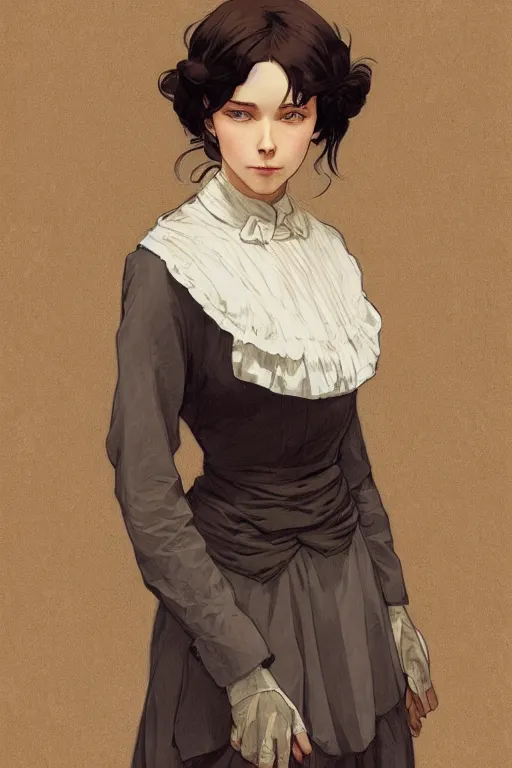 Image similar to cottagecore, Levi Ackerman, wearing a maid outfit.elegant. highly detailed, digital painting, artstation, concept art, smooth, sharp, focus, illustration. art by artgerm and greg rutkowski alphonse mucha and Marat Safin