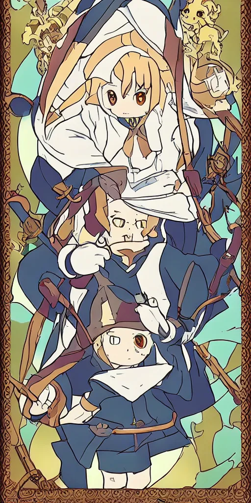 Image similar to the pope drawn by studio trigger, in the style of Little Witch Academia