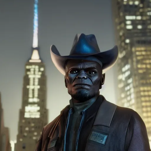 Prompt: cad bane in new york, clear photorealistic, movie still, beautiful lighting, 8 k