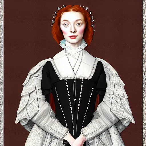 Image similar to eleanor tomlinson posing in tudor fashion, highly detailed, digital painting, artstation, concept art, smooth, sharp focus, illustration