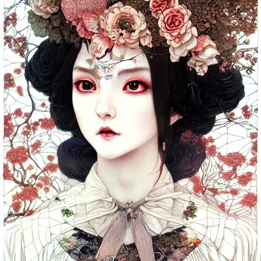 Prompt: portrait painted in zhang jingna style drawn by vania zouravliov and takato yamamoto, inspired by alice in wonderland, intricate acrylic gouache painting, high detail, sharp high detail, artstation