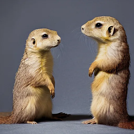 Image similar to a chimera of Prairie dog and Pygmy marmoset, studio photography