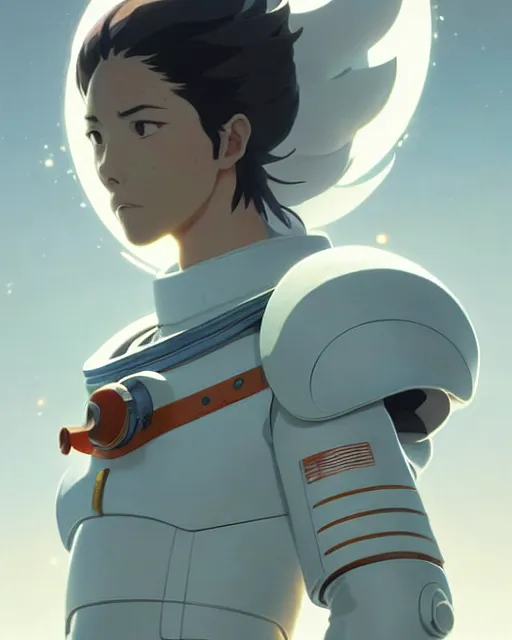 Prompt: azctec warrior, astronaut, detailed perfect face, exquisite details, fire magic, mid view, design on a white background, by studio muti, greg rutkowski makoto shinkai takashi takeuchi studio ghibli