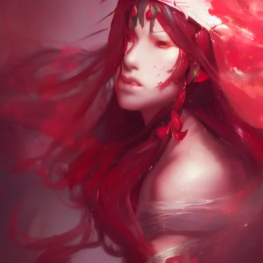 Prompt: the crimson princess, artwork by WLOP and Ross Tran, 8k resolution, trending on art station