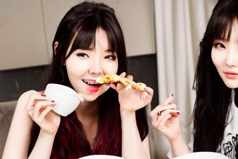 Image similar to Lee Ji-eun, seductively eating
