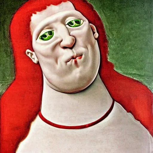 Prompt: a painting of the Koolaid mascot by Agnolo Bronzino
