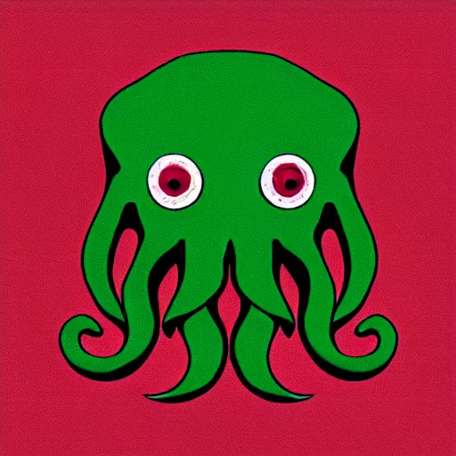 Image similar to a cute cthulhu icon drawn in the style of rockwell kent