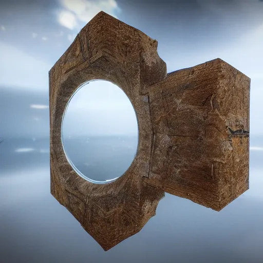 Image similar to a portal to a different universe, floating mirrors, octane rendor, 8 k, hd, detailed, award winning