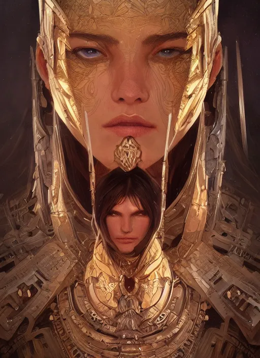 Image similar to symmetry!! conan the barbarian, machine parts embedded into face, intricate, elegant, highly detailed, digital painting, artstation, concept art, smooth, sharp focus, illustration, art by artgerm and greg rutkowski and alphonse mucha, 8 k