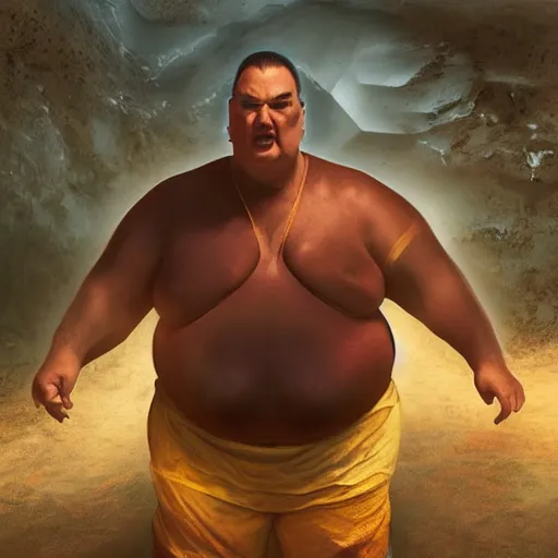 Image similar to hyper realistic, extremely obese steven seagal as scorpion from mortal komabt, unreal engine, greg rutkowski, beeple global illumination, translucent, sub - surface scattering,