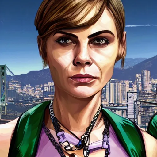 Image similar to Cara Delavigne as a GTA V character