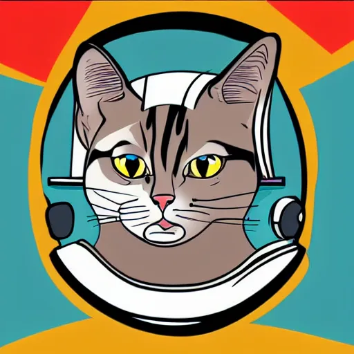 Image similar to a smug cat wearing a space helmet, vector art, pixiv