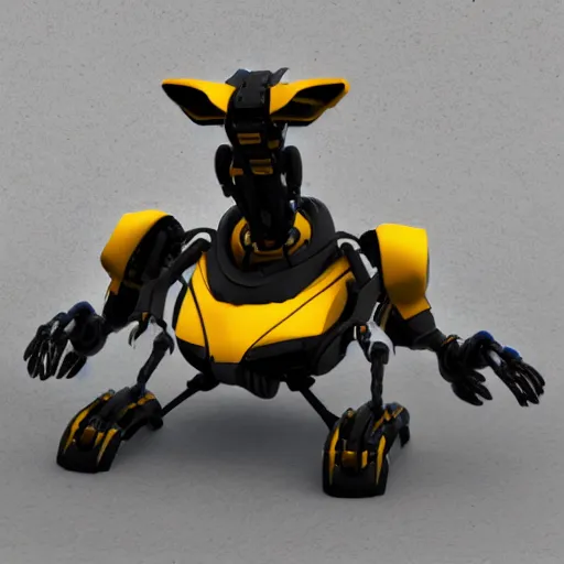 Image similar to hard surface, robotic platform, based on bumblebee, 6 claws, unreal engine