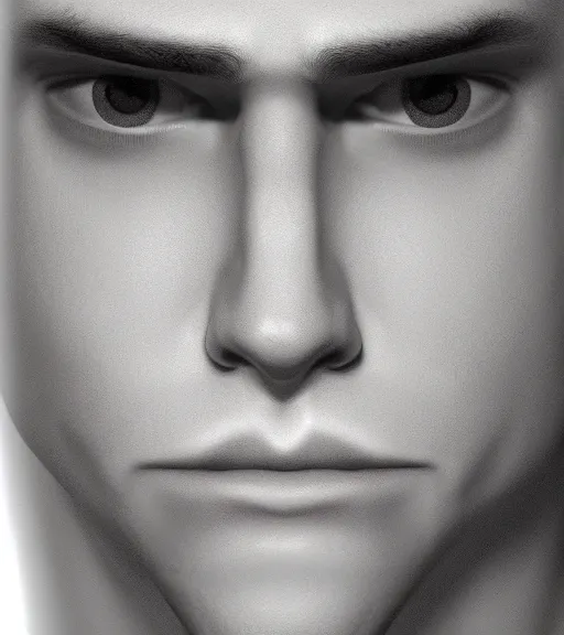 Image similar to photo realistic render of the most handsome young man in the world, he is seductive in his appearance and has kaleidoscope eyes