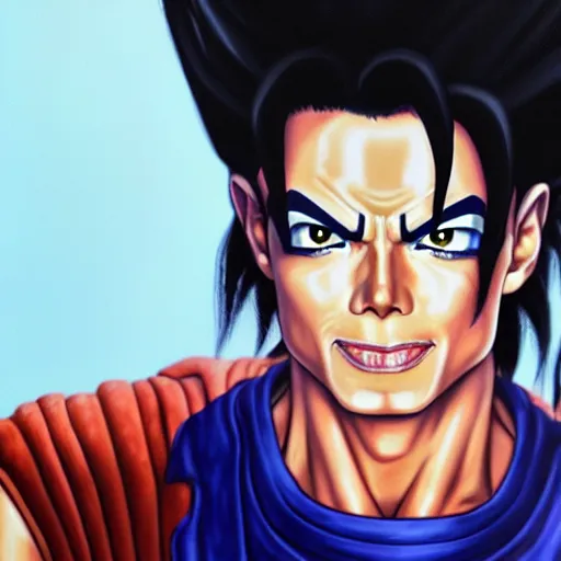 Prompt: ultra realistic portrait painting of michael jackson as vegeta, art by akira toriyama, 4 k, dragon ball artstyle, cel shaded, highly detailed, epic lighting