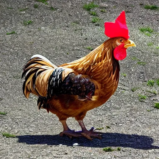 Prompt: A chicken with a hat