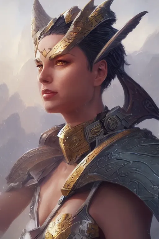 Image similar to amazon valkyrie athena, d & d, fantasy, portrait, highly detailed, headshot, digital painting, trending on artstation, concept art, sharp focus, illustration, art by artgerm and greg rutkowski and magali villeneuve